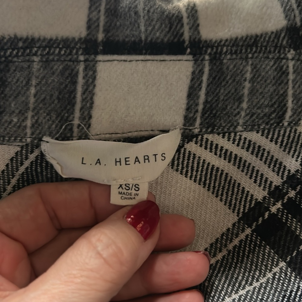 LA Hearts Oversized Plaid Placket sz XS/S - Picture 6 of 7